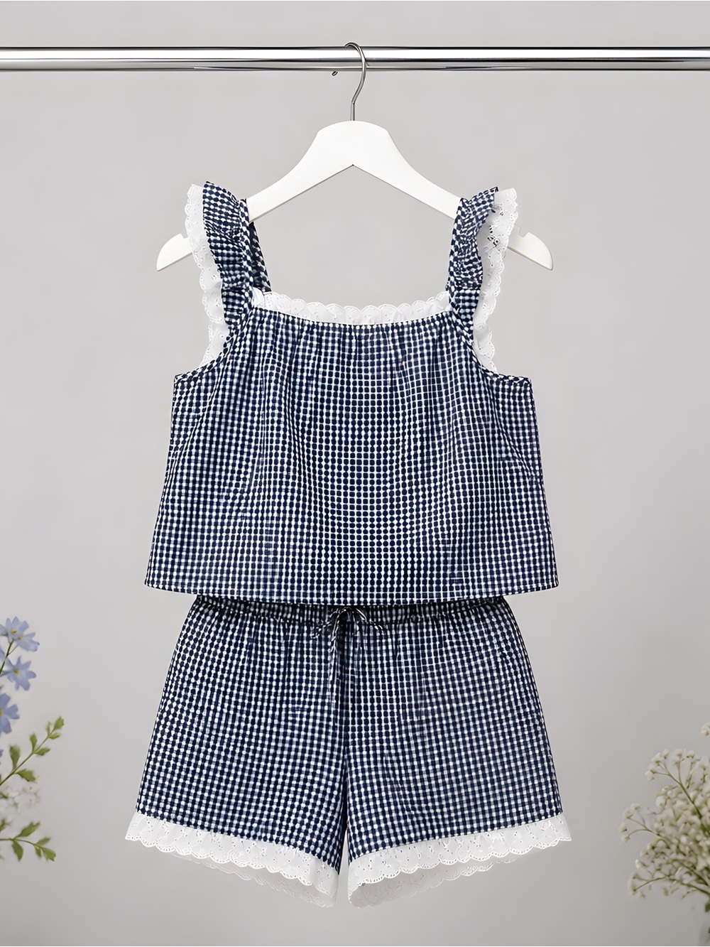 CAROLINE CONSTAS 2pc
Cotton Gingham Short
Pajamas Set - Picture 3 of 9